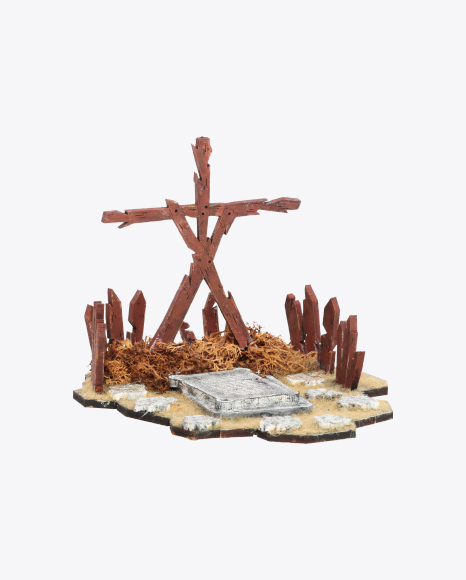 Occult Cross and Grave Model PNG