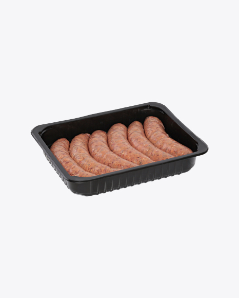 Raw Beef Sausages in Tray PNG