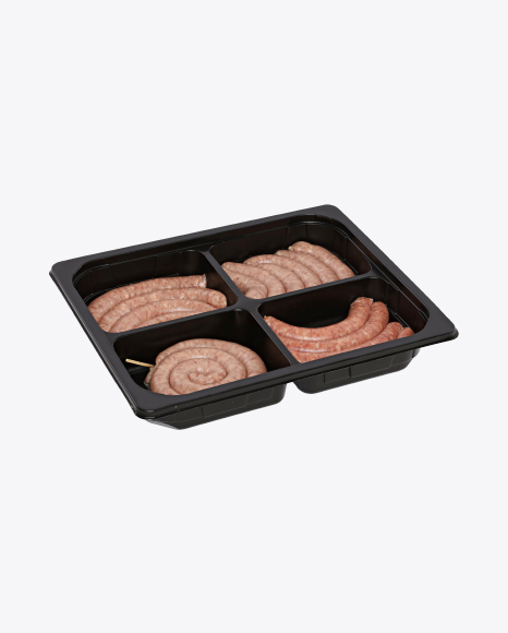 Set of Raw Pork Sausages in Tray PNG