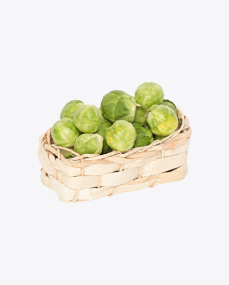 Brussels Sprouts in Wicker Basket PNG