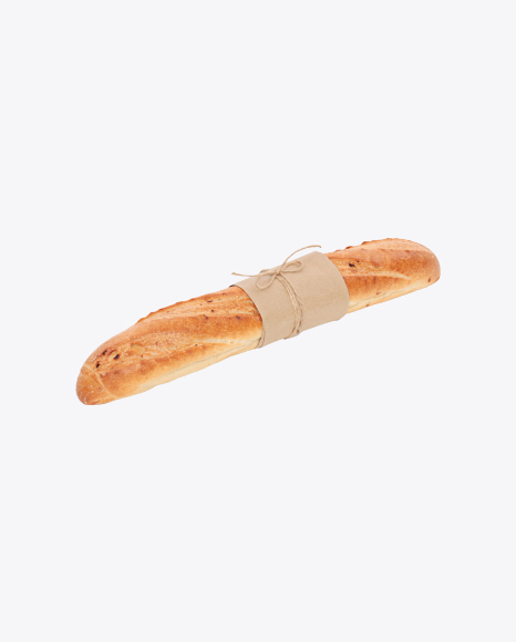 Baguette with Fried Onions Wrapped in Craft Paper and Jute Rope PNG