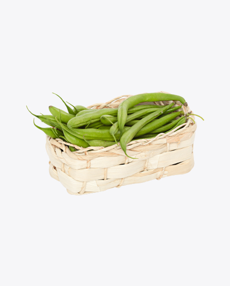 French Green Beans in Wicker Basket PNG