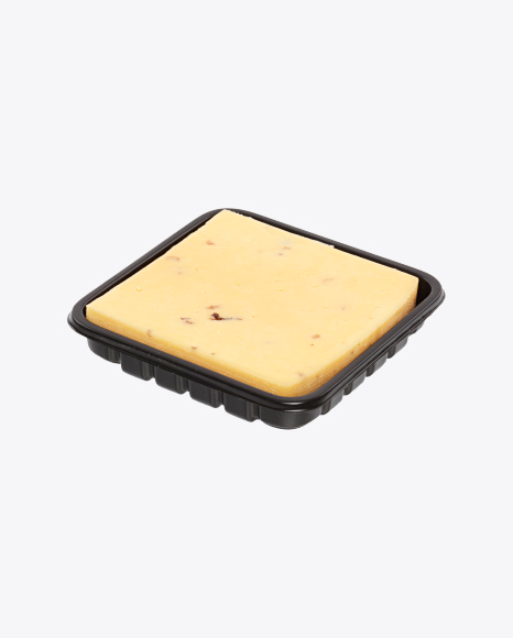 Block of Cheese with Walnut in Tray PNG