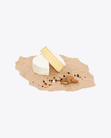 Camembert Halves with Nuts and Spices on Craft Paper PNG