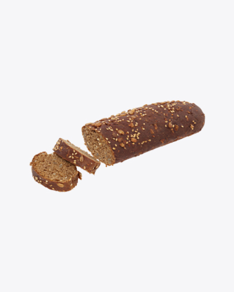 Half and Slices of Wheat-Rye Bread with Sesame and Sunflower Seeds PNG