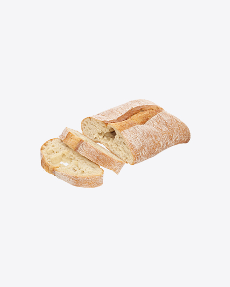 Half of Ciabatta Bread and Slices PNG