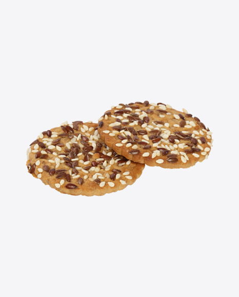 Two Oat Cookies with Sesame and Flax Seeds PNG
