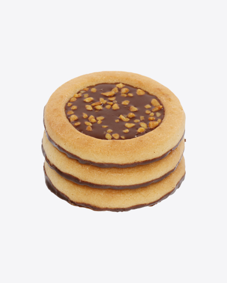 Stack of Cookies with Chocolate Cream and Nuts PNG
