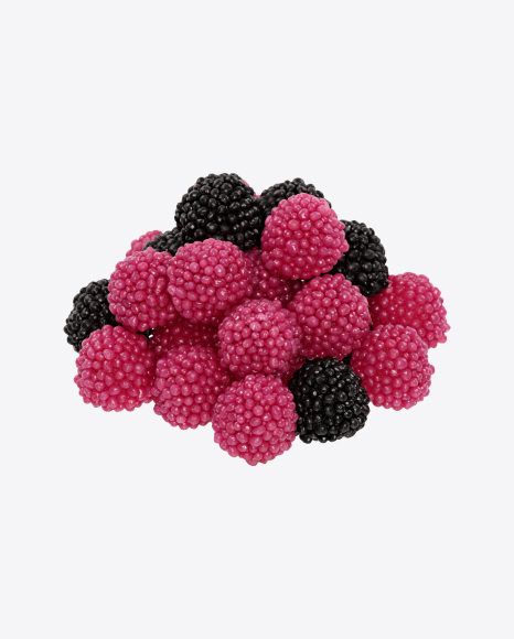 Bulk of Gummy Raspberries and Blackberries PNG