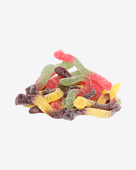 Bulk of Sugar Coated Gummy Worms PNG