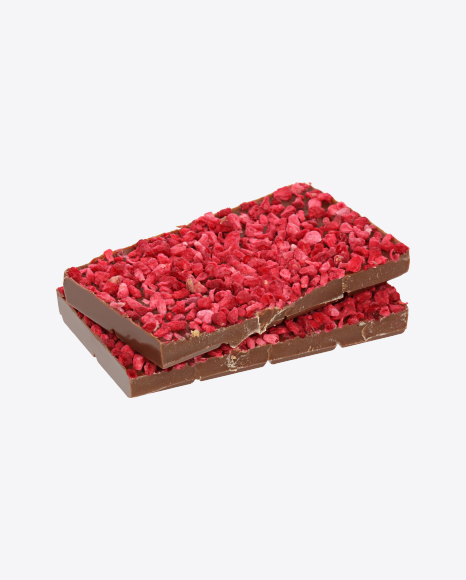 Two Pieces of Milk Chocolate with Dried Raspberries PNG