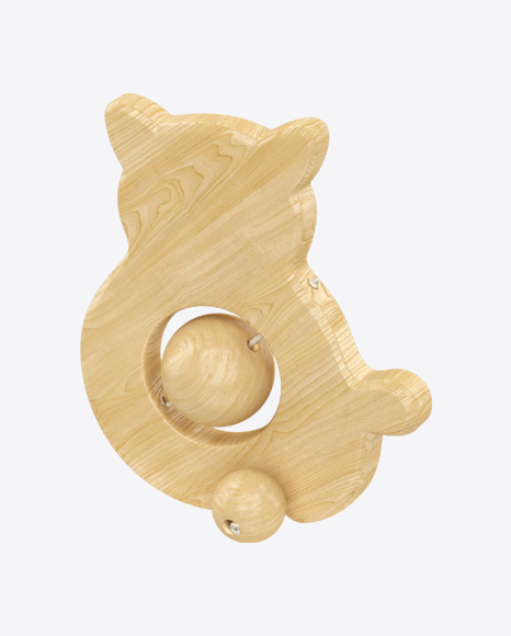 Wood Teething Toy Cat PNG