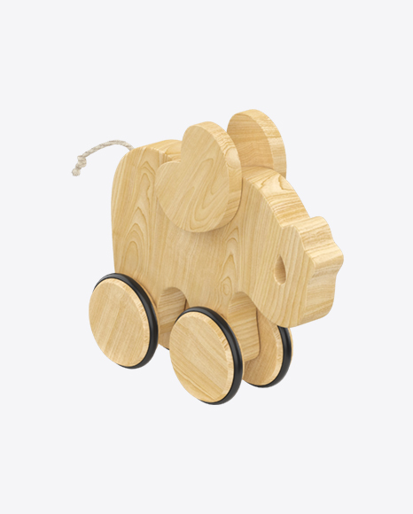 Elephant on Wheels Wooden Toy PNG