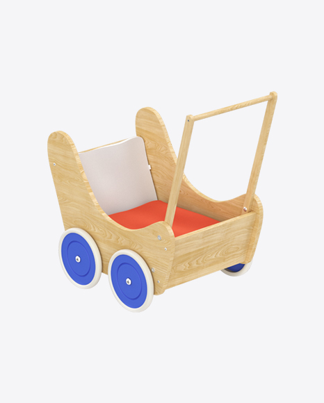 Wooden Toy Baby Carriage PNG