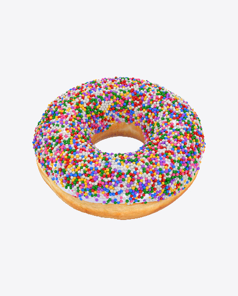 White Glazed Donut with Sprinkles PNG