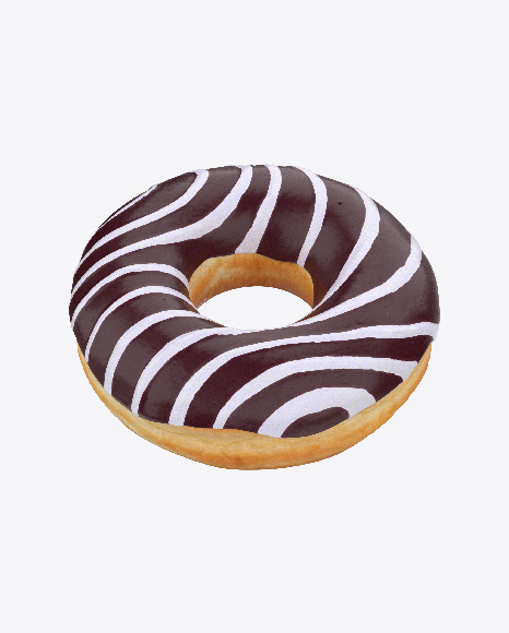 Chocolate Glazed Donut with White Stripes PNG