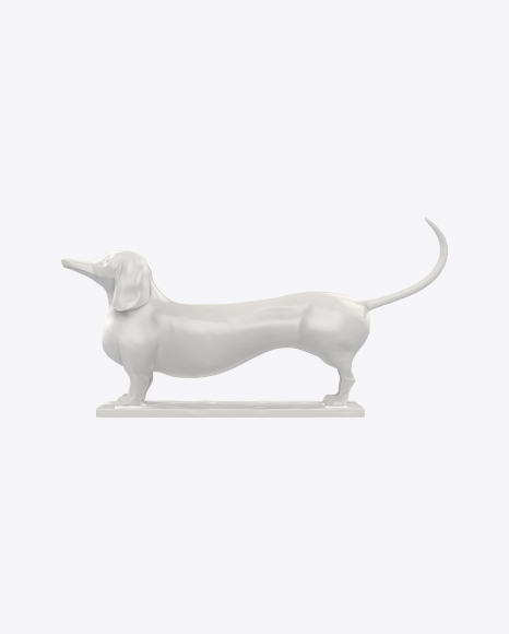 White Dachshund Sculpture PNG