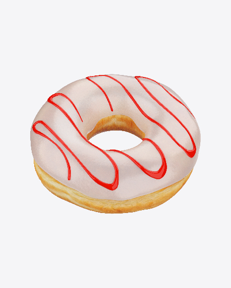 Glazed Donut with Red Stripes PNG