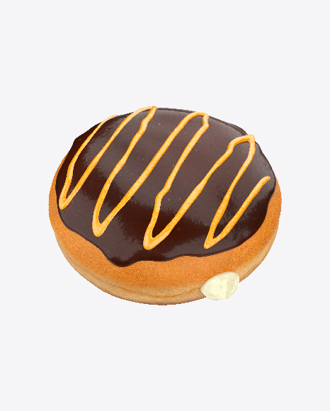 Boston Cream Donut with Yellow Stripes PNG