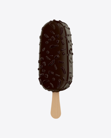 Ice Cream Bar in Dark Chocolate with Nuts PNG