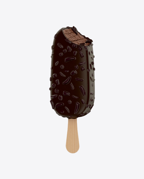 Ice Cream Bar in Dark Chocolate with Nuts PNG