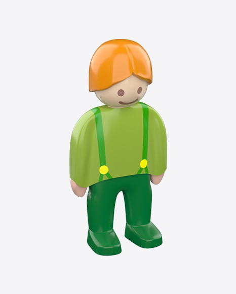 Toy Boy Figure in Green Clothes PNG
