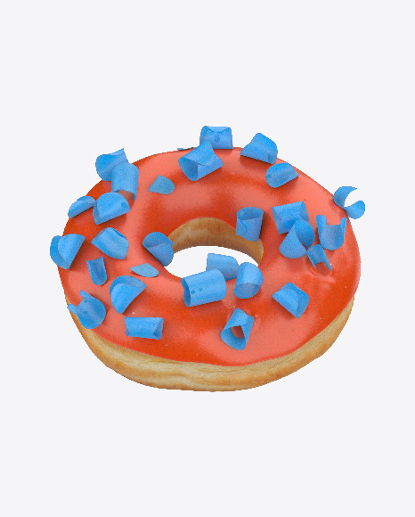 Orange Glazed Donut with Blue Shavings