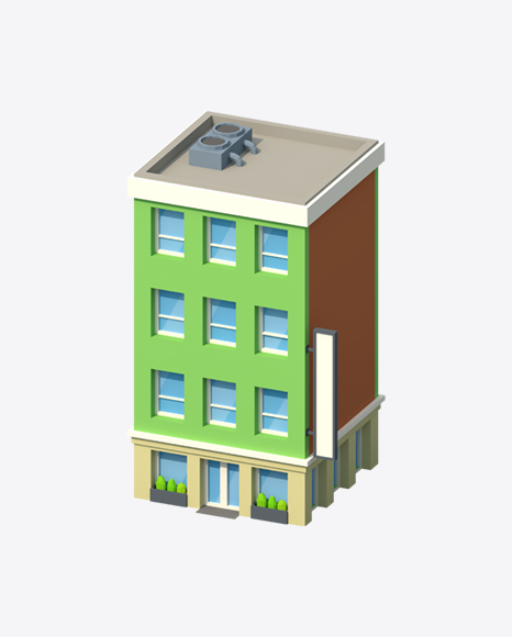 Low Poly Building PNG