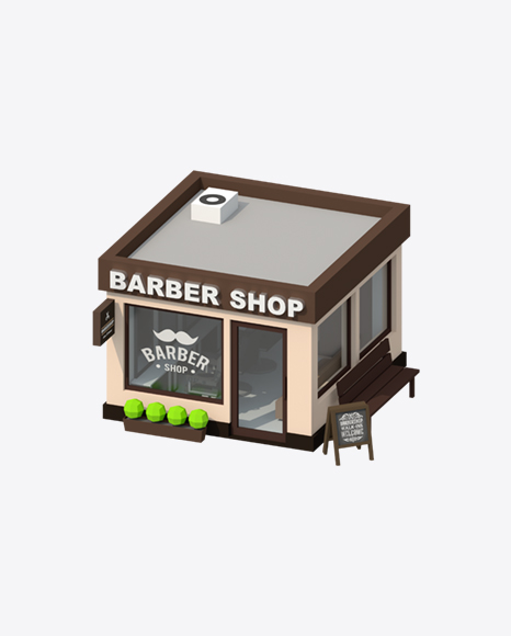 Low Poly Barber Shop PNG