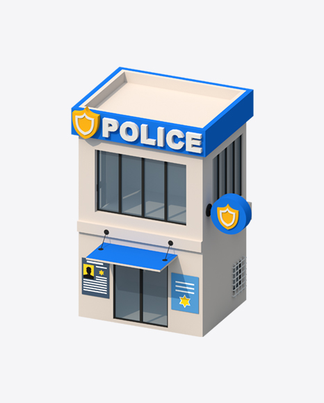 Low Poly Police Department PNG