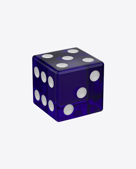 Blue Game Die with White Dots