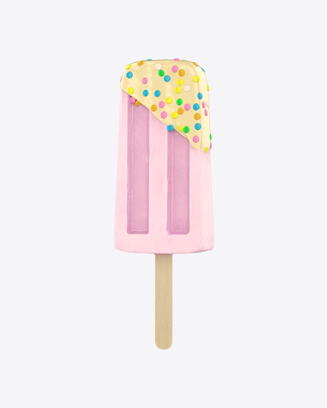 Pink Ice Lolly in White Chocolate and Sprinkles PNG