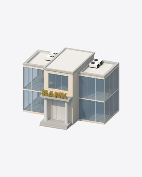 Low Poly Bank Building PNG