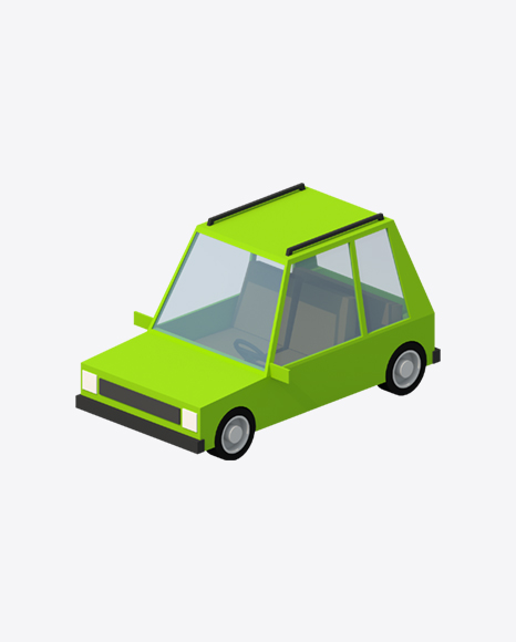 Low Poly Green Car PNG