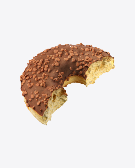 Half of Chocolate Glazed Donut with Nut Crumbs