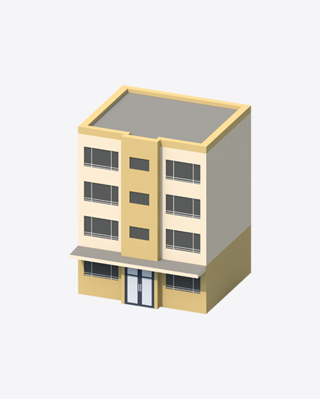 Yellow Low Poly Building PNG