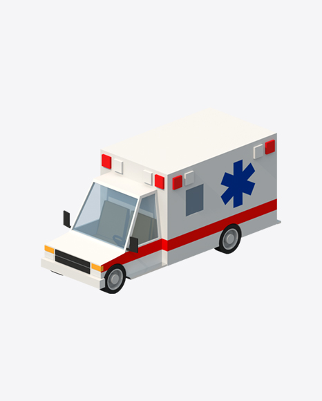 Low Poly Ambulance PNG