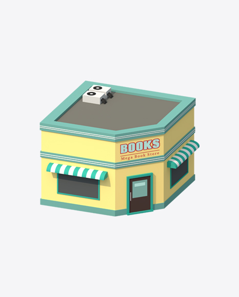 Low Poly Book Shop PNG