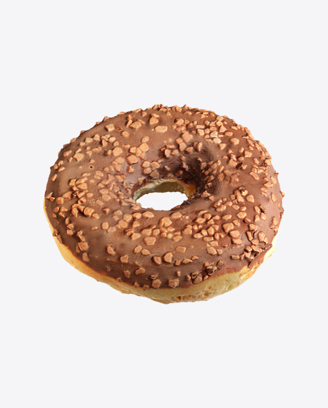 Chocolate Glazed Donut with Nut Crumbs