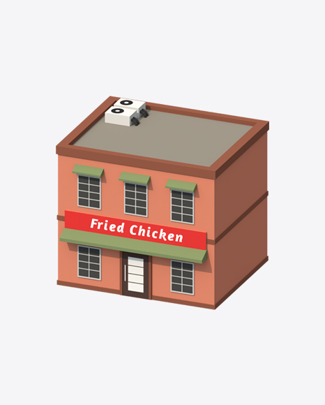 Low Poly Fast Food Restaurant PNG