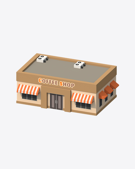 Low Poly Coffee Shop PNG