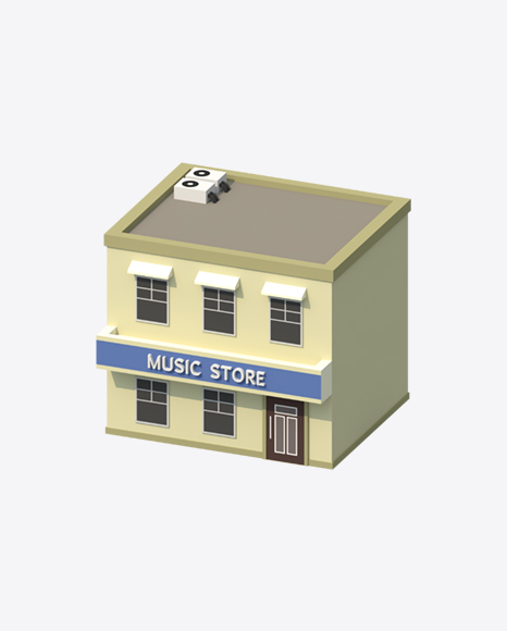 Low Poly Music Store PNG
