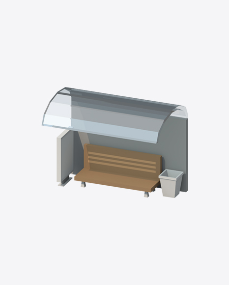 Low Poly Bus Stop PNG