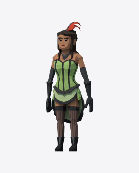 Low Poly Saloon Girl