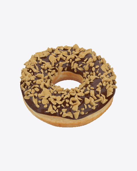 Chocolate Glazed Donut with Nut Crumbs