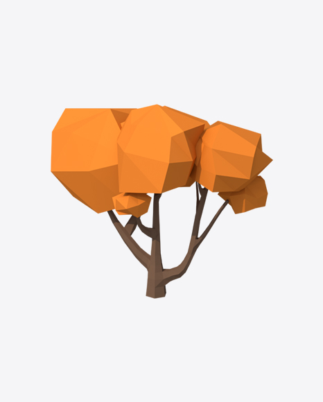 Low Poly Autumn Tree PNG