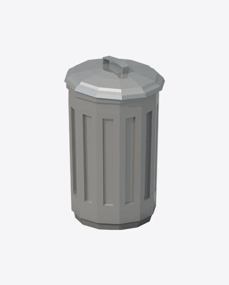 Low Poly Trash Can PNG