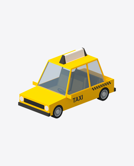 Low Poly Taxi Car PNG