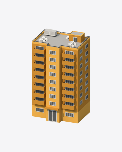 Orange Low Poly Building PNG