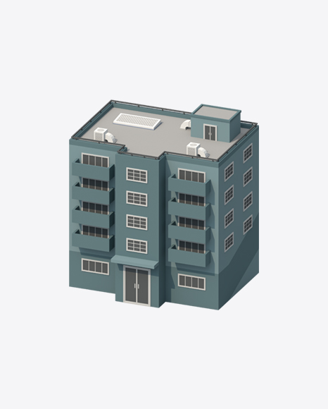 Grey Low Poly Building PNG